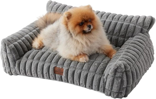 Joydeco Cat Couch for Pets, 30 inch Plush Pet Sofa, Cat Bed for Indoor Cats with Removable Washable Cover, Supportive Pet Sofa, Drak Grey