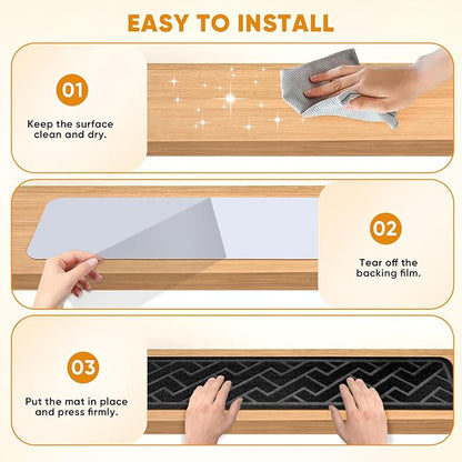 15 Pack 8 "X 30" Non Slip Stair Treads for Wooden Steps, Carpet Stair Treads Made of Polyester and Reusable Adhesive, Stair Runner Rugs for Kids, Elders and Pets (Black)