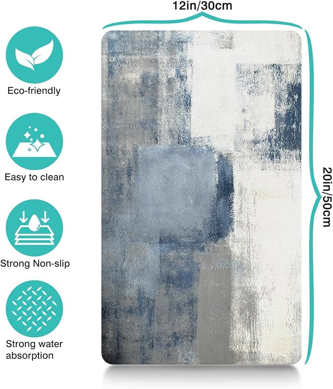 Dog Food Mats for Floors Absorbent, Cat Food Mat - Pet Cat Feeding Mat Quick Dry, Dog Bowl Mats for Water, Pet Supplies Feeding Placemat 12" x 20" Tie-Dye Light Gray