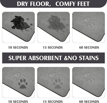 Valentine Dog Gift Stone Mat for Dog Bowl Diatomaceous Earth Absorbent Non Slip Cat Puppy Mat for Food and Water Quick Drying Easy to Clean Placemat for Bowl Dish(Dark Gray,16 x 24 Inch)