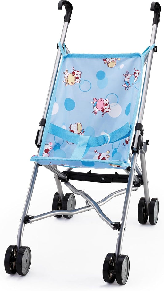 Bayer Baby Umbrella Stroller for Dolls - Blue Cow Print, 18 in