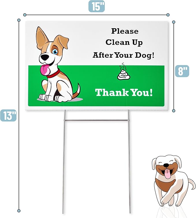Mr. Pen- No Pooping Dog Signs for Yard, Clean Up After Your Dog Signs with H-Stake Stand, Waterproof