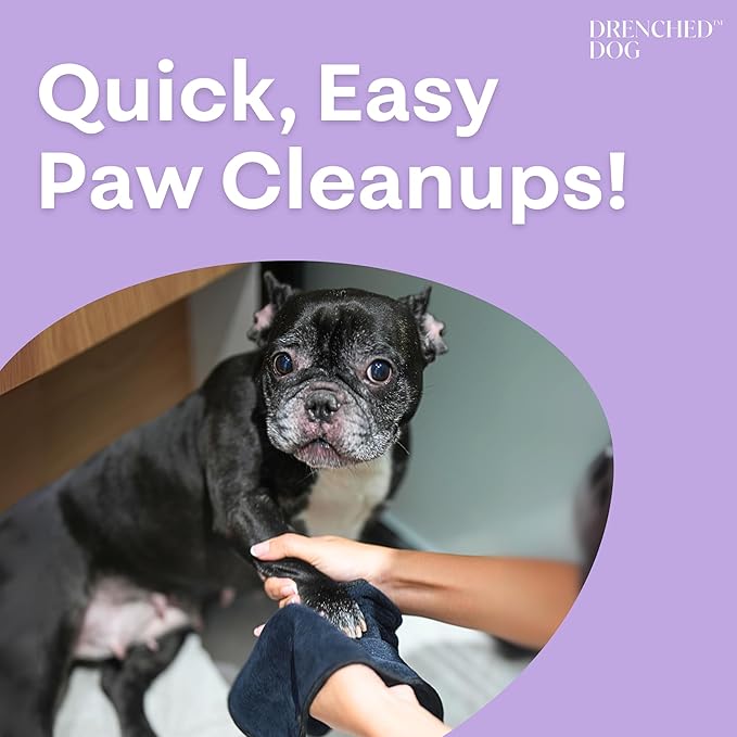 Microfiber Dog Paw & Face Towel (15 x 9.4 in) – Ultra Absorbent Dog Paw Cleaning Towel for Mud, Dirt & Wet Paws – Soft Dog Towel for Drool & Quick Cleanups