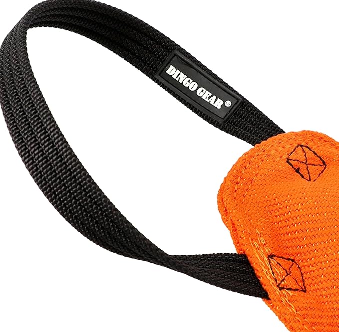 Dingo Gear Dog Tug Toy for Strong Dog, Bite Training, IGP, Fun, French Linen Disc, 5,5" Orange Berta S00092
