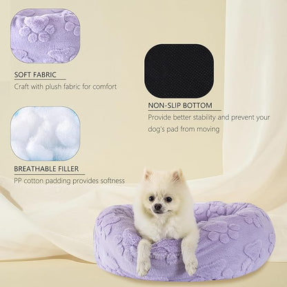 23 Inch Calming Dog Bed for Small Dogs Cats, Kitty Puppy Round Anti-Anxiety Warm Bed, Soft Cozy Anti-Slip Donut Washable Pet Bed, Fits up to 30 lbs Pets
