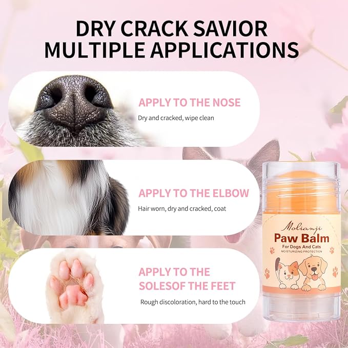 Dog Paw&Nose Balm Lick Safe1.4oz(40g),All-Natural Ingredients Pets Paw Wax,Healing Moisturizer with Coconut Oil&Honey,for Dry Cracked Dog & Cat Paws,Nose & Elbows, Horse Hoof, Joint Care