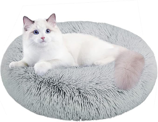Cat Beds for Indoor Cats,20 Inch Dog Bed for Small Melium Large Dogs, Washable-Round Pet Bed for Puppy and Kitten with Slip-Resistant Bottom