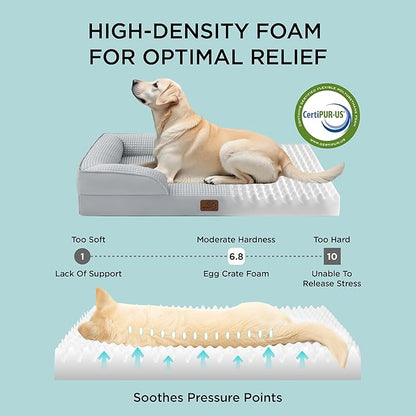 Bedsure Orthopedic Dog Beds for Small Dogs - Washable Small Dog Cat Bed Waterproof, Comfort Pet Couch Sofa with Washable Removable Cover, Pets Bed with Nonskid Bottom, Cooling Blue, 24"