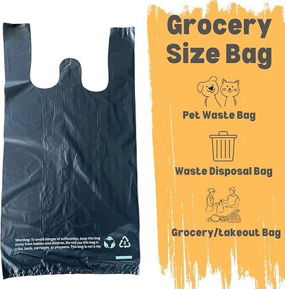 T-shirt Biodegradable Black Plastic Bag (600 ct.) Small Can Liners Thank You Grocery Shooping Size Doggy Poop Bags Compatible with Arm & Hammer Swivel Bin & Rake pooper scooper Multipurpose Bags