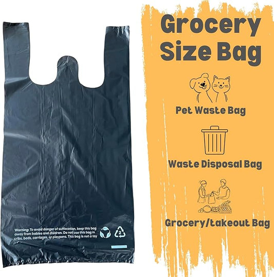 T-shirt Biodegradable Black Plastic Bag (600 ct.) Small Can Liners Thank You Grocery Shooping Size Doggy Poop Bags Compatible with Arm & Hammer Swivel Bin & Rake pooper scooper Multipurpose Bags