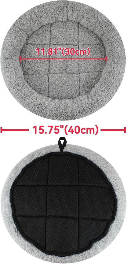 PETLESO Cat Bed Mat for Indoor Cats, 15.75" Round Pad with Pillow Around, Self Warm Pet Bed for Cats Dogs Rabbit Curling Sleep/Nap, Antiskid Bottom, Washable, Medium
