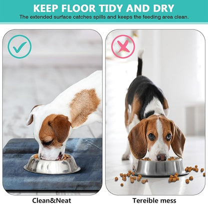 Dog Food Mats for Floors Absorbent, Cat Food Mat - Pet Cat Feeding Mat Quick Dry, Dog Bowl Mats for Water, Pet Supplies Feeding Placemat 12" x 20" Tie-Dye Dark Blue