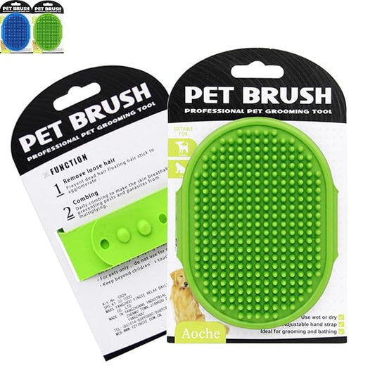2Pack Dog Bath Brushes, Dog Grooming Brush Pet Bath Brush Scrubber Pet Shampoo Brush Soothing Massage Rubber Comb with Adjustable Ring Handle for Wet Dry Long Short Haired Dogs and Cats