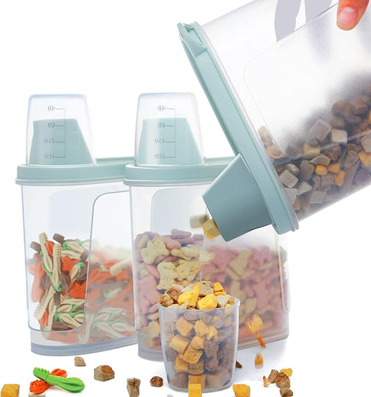 Citylife 3 PCS Pet Food Container Airtight 1.8 LB Plastic Cat Food Container for Dry Food Small Dog Food Containers with Pour Spout Birds Food Dispenser