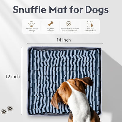 Snuffle Mat for Dogs, Dog Puzzle Mat, Interactive Dog Toys for Enrichment,Sniff Mats with Non-Slip Backing,Portable Design Easy to Store (Silver, 14" X 12"-Portable)