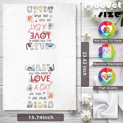 Cat Kitchen Towels - Quick-Dry Kitchen Hand Towels Decorative, Diverse Cat Gathering Art Decorative Dish Towel for Devoted Pet Moms | Tea Towel Home Accent & Heartfelt Mantra Gift for Feline Ladies