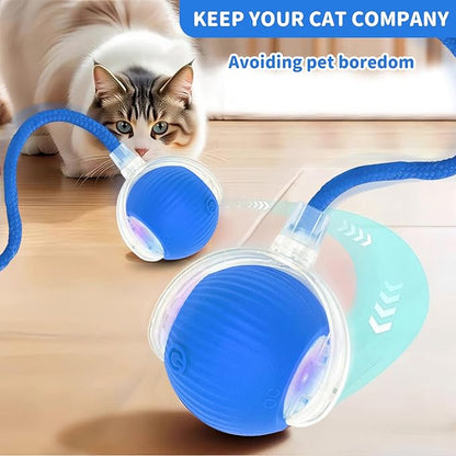 Interactive Cat Toys for Indoor Cats Smart Automatic Ball Rolling for Bored Kitten Pet Upgraded Speedy Moving Chase Dogs Toy Valentine's Day Gift Blue