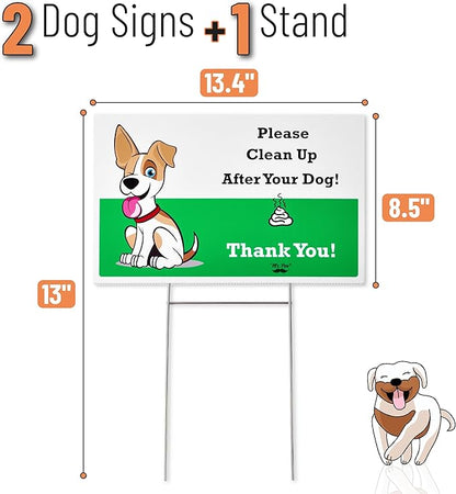 Mr. Pen- No Pooping Dog Signs for Yard, 2 Pack, Clean Up After Your Dog Signs with H-Stake Stand, Waterproof, 2 Dog Signs + 1 Stand