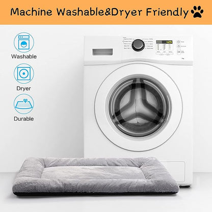 Dog Beds Crate Pad for Small Dogs Ultra Soft Dog Crate Bed Washable & Anti-Slip Kennel Pad,Cat Bed Pad Mat,Gray 24inch
