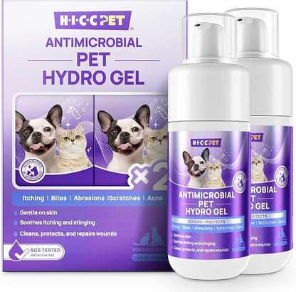 HICC PET Dog Wound Care Hydro Gel, Heals Wounds, Hot Spot Treatment for Dogs, Soothes Inflammation, Prevents Infection, Treats Bites, Scratches & Skin Ulcers, Cat Horse Wound Care Solution, 2 Packs