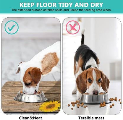 Dog Food Mats for Floors Absorbent, Cat Food Mat - Pet Cat Feeding Mat Quick Dry, Dog Bowl Mats for Water, Pet Supplies Feeding Placemat 16" x 24" Wood Grain Sunflower