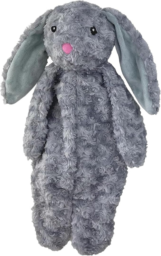 Pet Lou Floppy Rabbit Stuffingless Plush Dog Toy with Squeaker and Crinkle Paper, Dog Chew Toys, 19 Inch Durable Dog Toys for Medium and Large Dogs, Gray