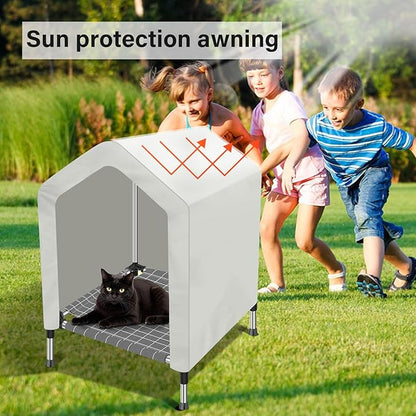 Elevated Dog House for Outdoor or Indoor - Waterproof Dog Tent Cat House, Dog Sunshade Tent, Pet House with Removable Cover, Suitable for Small Cats Dogs