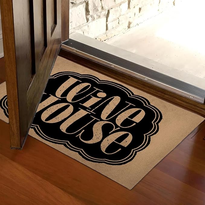 Funny Welcome Doormat (23.7 in X 15.6 in) Anti-Slip Rubber Back Entrance Way Indoor Front Porch Decor Rugs House Warming Gift (Wine House)