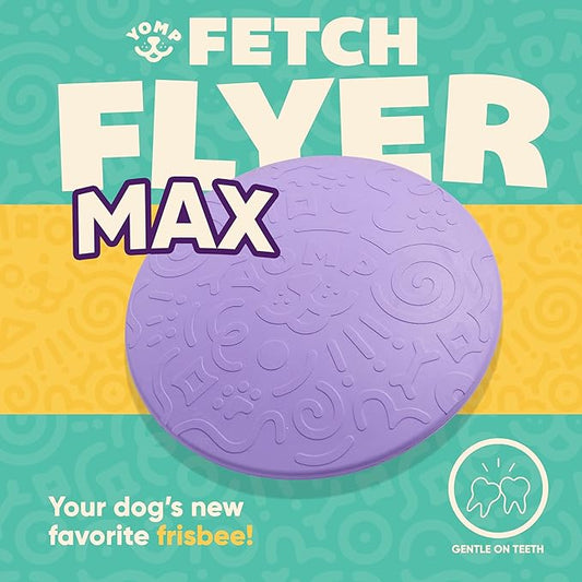 Yomp FetchFlyer MAX Dog Frisbee – Interactive Flying Disc Toy for Soft and Medium Chewers – Outdoor Fetch Toy for Dogs – Made from Pet-Safe, Non-Toxic, All-Natural Rubber