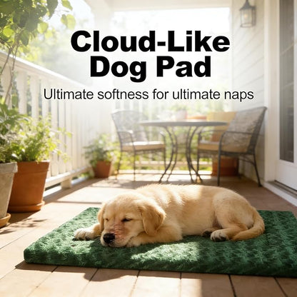 Dog Crate Bed Pad – Reversible Fleece Mat for Small, Medium, Large Dogs – Soft & Washable Anti-Slip Dog Bed Mat for Cages and Kennels – Comfortable, Durable Sleeping Pad for Dogs, Green, L