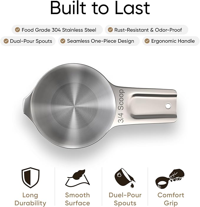 Color Up ¾ Cup Pet Food Scoop – Stainless Steel Dog Food Scoop Cup (12 Tbsp) – Heavy-Duty, Rust-Resistant Measuring Scoop for Dogs, Cats, Birds & Rabbits – Ideal for Dry Food & Treats