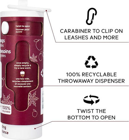 GOO-EEZ Disposable Pet Waste Bag Dispenser 3-Pack (150 ct), Pre-Loaded with 65% Recycled Dog Poop Bags with Easy-Tie Handles, No Refills Needed Twist-and-Pull Design - Holiday Collection