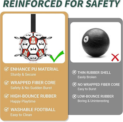 Interactive Dog Ball Toys, 2026 Dog Soccer Ball with Thicken Straps for Small Medium Breeds Tug of War, Small Herding Balls with Pump for Puppy Dogs Outdoor Play Training (Black, 6 Inch)