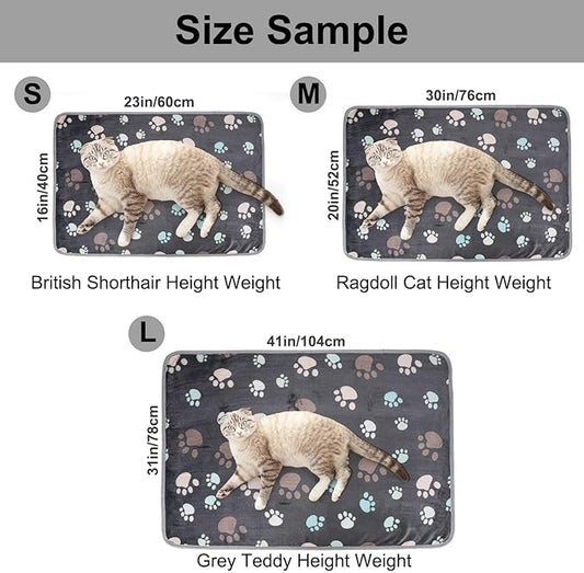 Dono 1 Pack 3 Dog Blankets for Small Dogs, Soft Fluffy Paw Print Pattern Fleece Pet Blanket Warm Sleep Mat, Puppy Kitten Blanket Doggy Mat for Dog Cat Kitten Doggy -23 * 16in