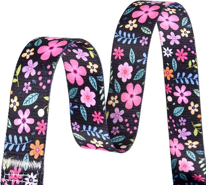 Dog Collar and Leash Set with Bohemia Floral Tribal Geometric Patterns - Soft Ethnic Style Collar Adjustable for Small Medium Large Dogs(Floral Set,L)