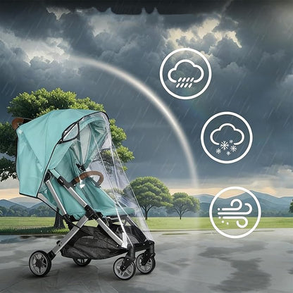 Unisize Pet Stroller Rain Cover - Foldable Clear Protection for Snow, Wind & Rain, Suitable for Most Models