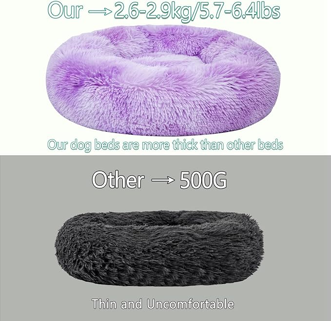 Calming Dog Bed for Big Dogs, 39'' Round Anti-Anxiety Warm Fluffy Plush Faux Fur Bed, Soft Anti-Slip Donut Washable Big Pet Bed, Cozy Big Dogs Bed, Fits up to 100 lbs Pets