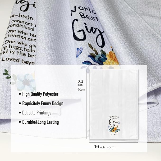 Kitchen Towels for Gigi- Funny Joked Hand Dish Kitchens DéCor, Absorbent Tea Towel,Gifts for Mimi Nana Grandmother On Birthday,Christmas,Mother's Day,Thanksgiving 16" x 24"