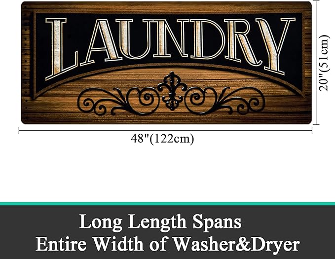 Pauwer Laundry Room Rug Runner 20"x48" Waterproof Rubber Laundry Mat Non Slip Kitchen Mats for Floor Washable Floor Mat Runner Rug for Farmhouse Mudroom Washroom Bathroom Decor
