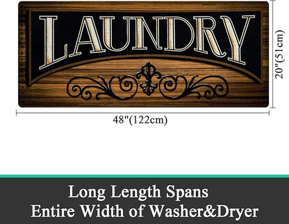 Pauwer Laundry Room Rug Runner 20"x48" Waterproof Rubber Laundry Mat Non Slip Kitchen Mats for Floor Washable Floor Mat Runner Rug for Farmhouse Mudroom Washroom Bathroom Decor