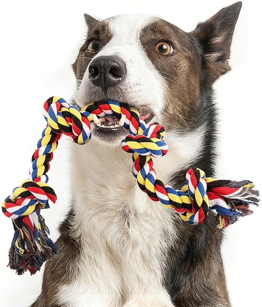 QDAN Dog Rope Toys for Aggressive Chewers, Indestructible Dog Toy, Tough Cotton Chew Toy for Medium Large Dogs