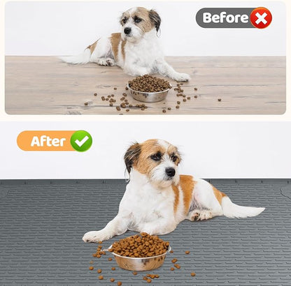 Dog Food Mat, Extra Large 50" x 35" Silicone Pet Feeding Mat with Raised Edge Pet Placemat for Small, Medium, and Large Pets Non-Slip, Easy to Clean (Dark Grey)