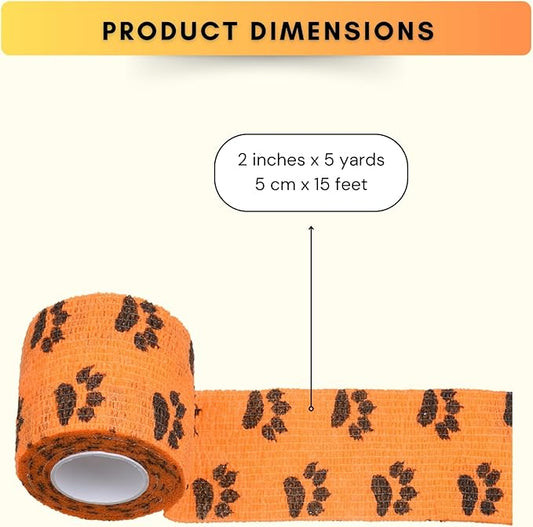 Eco-Fused Self-Adhering Bandage - Injury Wrap Tape for Pets, Dogs, Cats, Horses - Pack of 12 - Dog Bandages for Legs - Prevent Licking - Does not Stick to Hair - Elastic, Water Repellent, Breathable