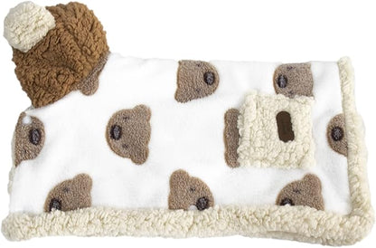 GabeFish Dog Cape Blanket for Small Dogs, Cute Puppy Fleece Pajamas, Cats Cold Weather Coat Wraps with Hood Brown Large