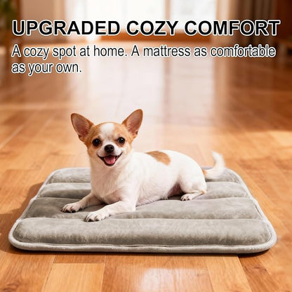 Dog Crate Pad, Ultra Soft & Anti-Slip Kennel Mat, Secure Fit for Metal Crates & Dog Cages, Washable Cozy Bed for Small Medium Large Dogs Light Brown, S(23"*14"*1.5")