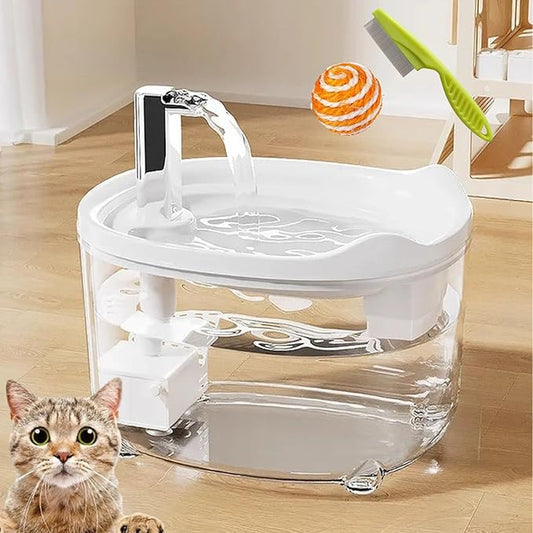 Water Fountain, 2026 New Triple-Filter Pet Water Fountain, 50.72oz/1.5l Automatic Cat Dog Fountain, Ultra-Quiet Pump with Led Indicator for Cats Dogs Multi Pets (White)