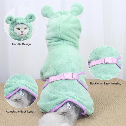 Pet Bathrobe for Dog Cat Absorbently Quick Drying Coat Cute Dogs Bath Towel Hooded Robe Adjustable Collar & Belly Strap for Pool Beach (Pink, X-Large)