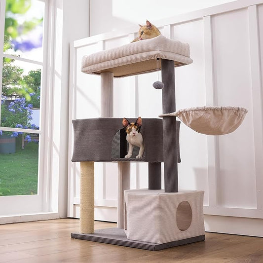 Gardner Pet 41" Cat Tree Corduroy for Medium-Large Cats, Heavy Duty Cat Trees Towers with 2.8in Posts & Washable Top Perches, Easy to Assembly