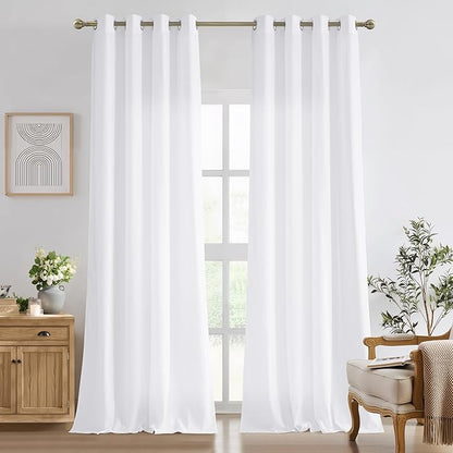 NICETOWN White Privacy Sheer Long Curtains 94 Inch Length for Bedroom Living Room 2 Panels Set Non-See-Through Semi Sheer Curtains Light Filtering Window Drapes, 52" W