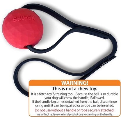 K9 Ops Dog Ball Tug with Handle Biotug Fetch Toy - Rubber Reward Toys - Large Dogs Durable Indestructible Aggressive Chewers Pitbull Dobermann Rottweiler Shepherd (MD/LG, Ruby Red)